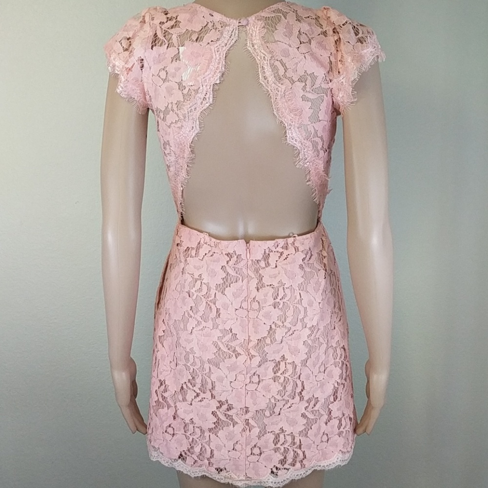 [PIIN Signature 8] Pink Lace Open Back Cap Sleeve - Picture 2 of 6